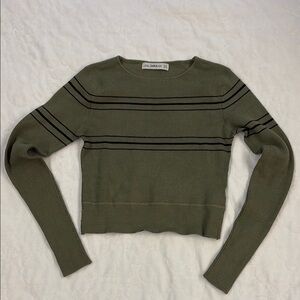 Zara Olive Green Striped Sweater